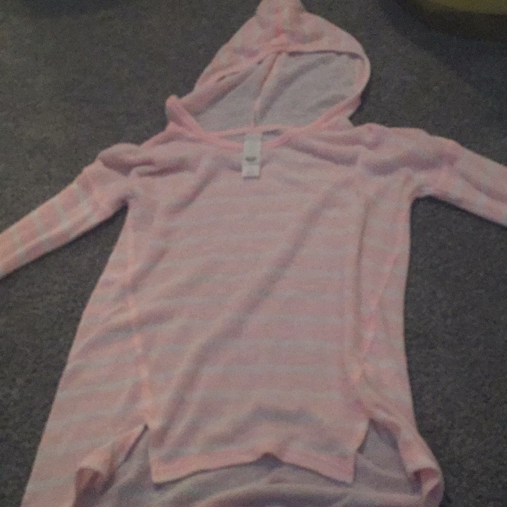 PS kids size 8 pink striped hoodie long sleeve